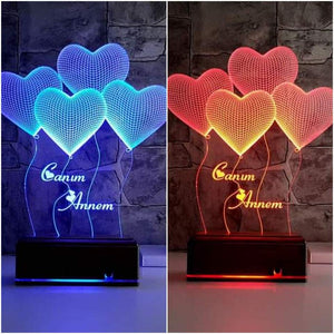 Personalized Heart Shaped 3D Illusion LED LAMP(9 Inches Height x 5-inch Width) - My Art